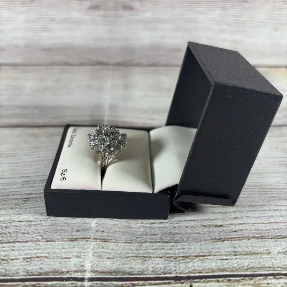 CBC Cubic Zirconia Brilliant Cut Fashion Ring Size 6 Floral Cluster Design